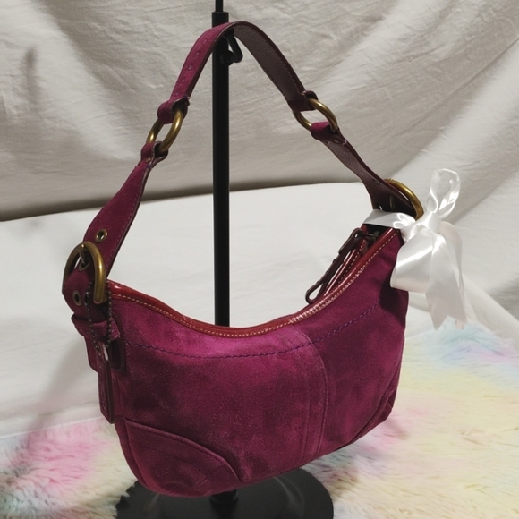 Coach Y2K Vintage Soho Suede Maroon/Burgundy Mini Bag - Picture 2 of 13